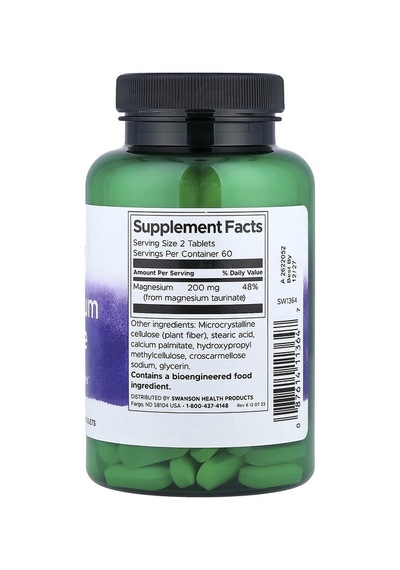 Swanson Vitamins, Magnesium Taurate, 100 Mg, 120 Tablets