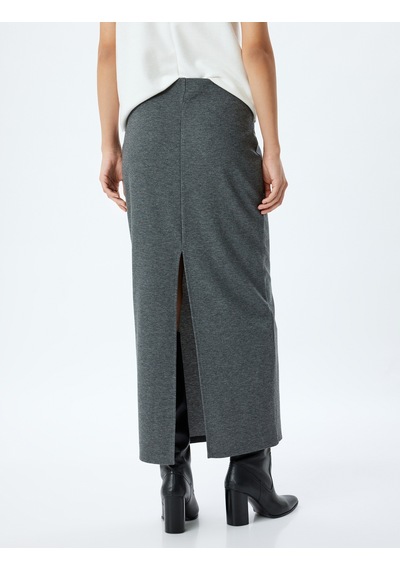 Koton Yırtmaçlı Standart Bel Slim Fit Uzun Kalem Etek Antrasit 5wak10047ek Antrasit