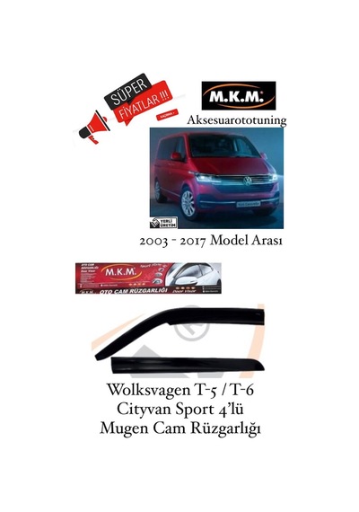 Volkswagen Transpoerter T5-T6 2003-2017 Model 4'Lü Mugen Cam Ruzgarlıgı