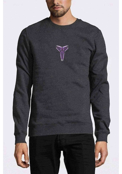 Kobe Bryant Logo Baskılı Füme Erkek Örme Sweatshirt