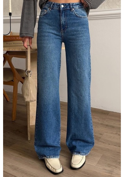 Balenbi Kadın Yüksek Bel Jean Yıkamalı Geniş Paça Palazzo Kot Pantolon 1239 - Premium Seri Orta Açık Mavi 2402 Balenbi Kadın Yüksek Bel Jean Yıkamalı Geniş Paça Palazzo Kot Pantolon 1239 - Premium Seri Orta Açık Mavi 2402