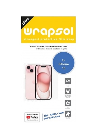 Apple iPhone 15 Uyumlu Full Body 360 Derece Ön Arka Ve Yan Koruyucu Poliüretan Film