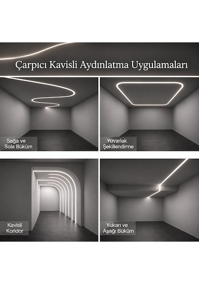 Dl158f Esnek Sıva Altı Trimless Led Profil 1 Metre 15x12 Mm Alüminyum Delikli Kanatlı Alçıpan Gömme Led Kanal 70133100