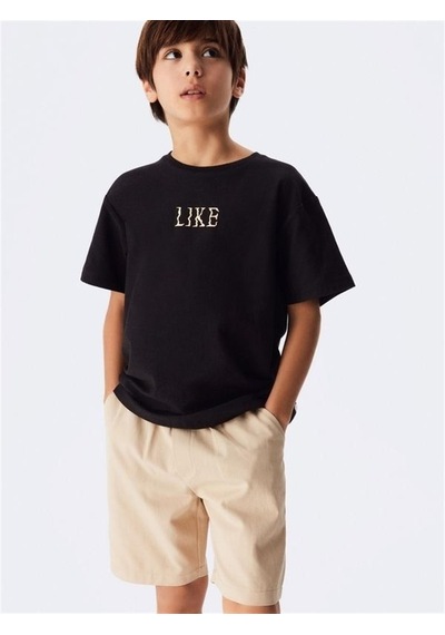 Nk Kids Çocuk Like Yazılı Pamuklu Tshirt-11901-siyah Siyah