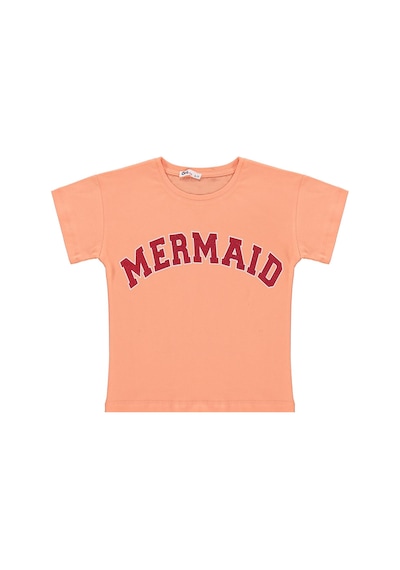 Civil Girls Mermaid Baskılı 6-9 Yaş Tişört - Pudra Somon