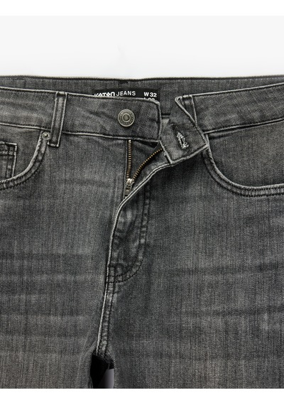 Koton Pamuklu Normal Bel Cepli Straight Fit Jean Pantolon - Mark Jean Siyah 7wam40033nd