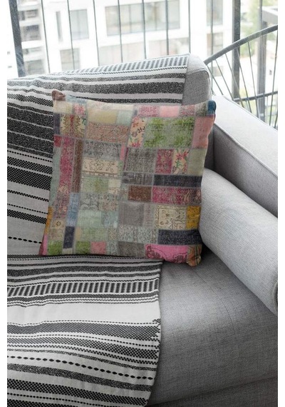 Çok Renkli Patchwork Çift Taraflı Kırlent Kılıfı Krl346n11
