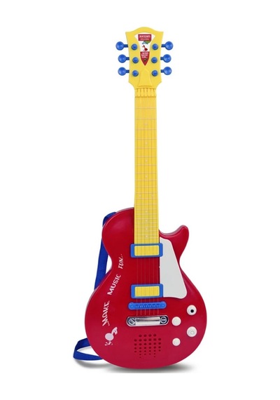 Elektronik Tuşlu Ve Telli Askılı Kırmızı Gitar