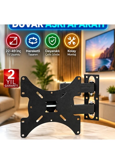22 49 İnç Led Ve Lcd Tv Uyumlu Hareketli Duvar Askı Aparatı