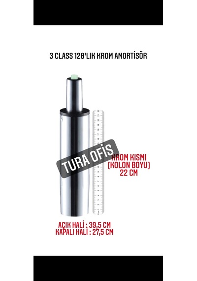 Turaofis Tura Ofis 120'Lik Krom Amortisör Ofis Koltuğu Yedek Parçası