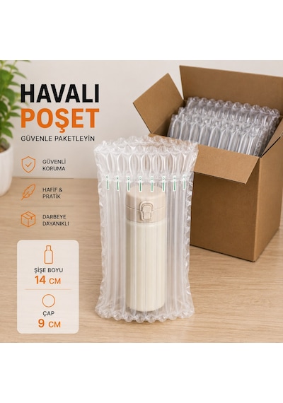 Havalı Poşet Ambalaj Şişe Boyu 14cm Çap 9cm - 20 Adet