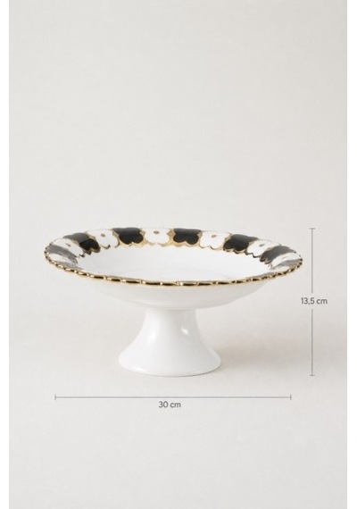 Acar 9315 Cleef Seramik Ayaklı Yuvarlak Sunum Tabağı 30 Cm