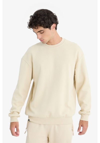 DeFacto Boxy Fit Bisiklet Yaka Basic Düz Pike Sweatshirt E1519AX25SPBG155