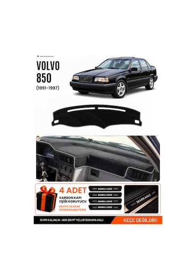 Volvo 850 1991-1997 Uyumlu Torpido Koruma, Torpido Örtüsü, Torpido Kılıfı - Siyah-gri - Vo007