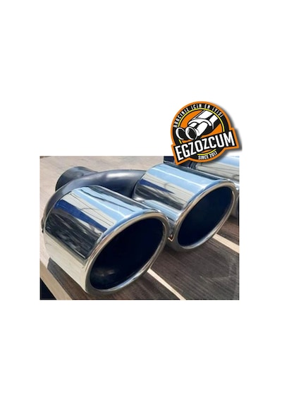 90 Mm Çift Çıkış Eşit Yuvarlak Verev Kesim Krom Sessiz Egzoz Ucu Eksoz Çıkışı 1 Adet