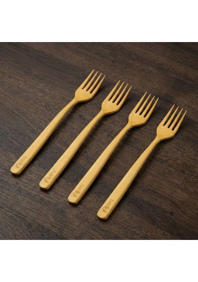 4 Parça Şimşir El Işçiliği Çatal Takımı 18 Cm Ahşap