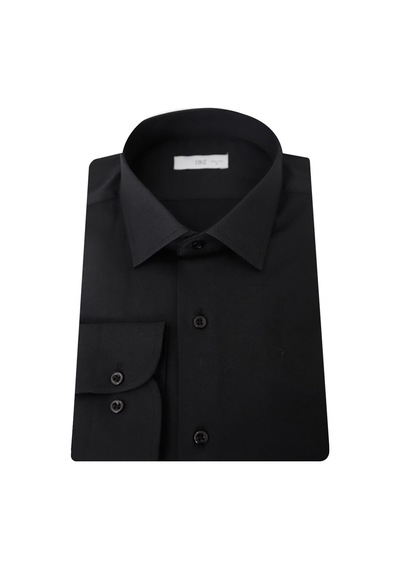 UKİ Uki Siyah Saten Slim Fit Klasik Gömlek SİYAH