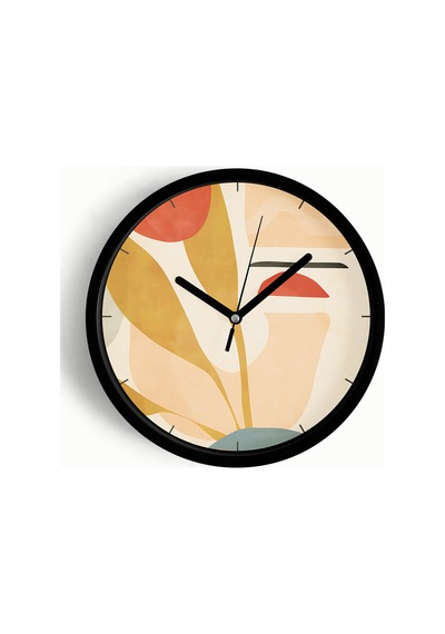 Soyut - Bohem - Geometrik Temalı Modern Duvar Saati - 30cm - Önü Camlı Siyah Kasa - Sessiz Mekanizma-jh0379 Siyah