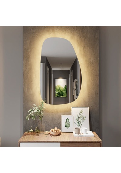 40x64 Cm Oval Dokunmatik Dim Edilebilir Led Ayna - 3000k Günışığı Sarı