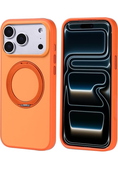Apple Uyumlu iPhone 17 Pro Max Kılıf M-safe Şarj Özellikli Açılabilen Halka Standlı Renkli Silikon Kapak