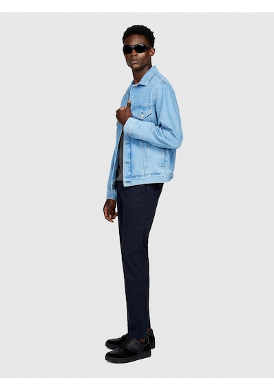 Sisley Slim Fit Vintage Efekt Chino Pantolon Erkek Lacivert Pantolon - 323a4dm6sf02y