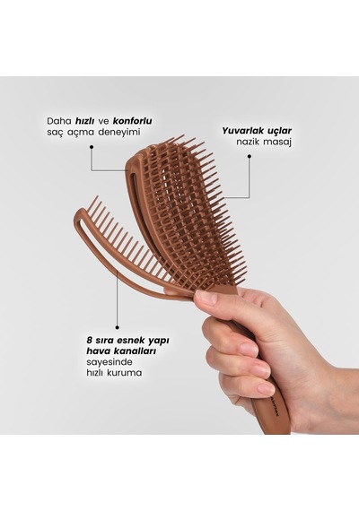 Airflex Multifonksiyonel Dolaşık Açıcı Saç Fırçası - Moka