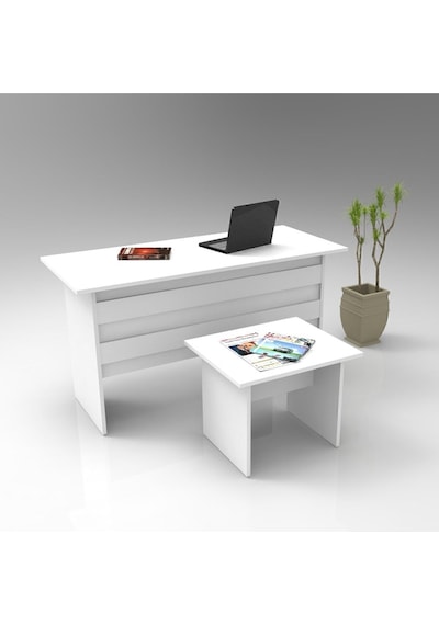 Bega Ab Ofis Masası Sehpa 2'li Ofis Büro Masa Takımı 3 Renk Beyaz Beg8-w Beyaz