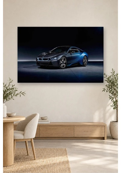 Fida Lacivert Stüdyo Işığında Bmw İ8 Canvas Tablo