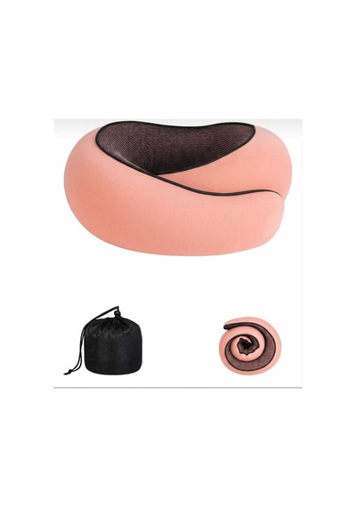 WhiteBlanco Eudora Ortopedik Spiral Seyahat Ve Boyun Yastığı Somon Pembe %100 Visko - Taşıma Çantalı Pembe