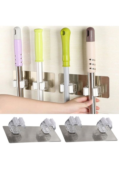 Mcg Pratik Organizer 4lü Yapışkanlı Fırça Paspas Mop Fırça Sabitleyici Ergonomik Alet Aparatı
