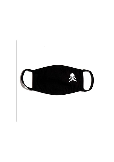 Bant Korsan Kurukafa Skull Desenli Pamuklu Yıkanabilir Maske Beyaz - Siyah