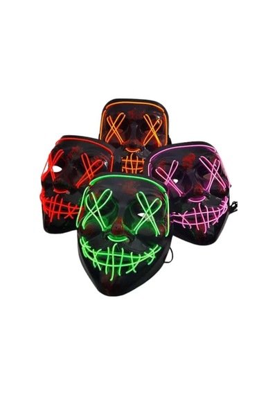 Mey İthalat Led Işıklı Neon Maske Cadılar Bayramı Maskesi Korkunç Korku Maskesi 73049199
