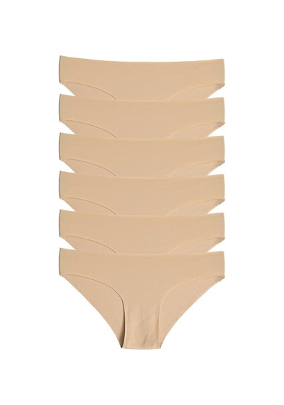 Alya Underwear Basic Lazer Kesim Kadın Bikini Külot Dikişsiz Kadın Slip - Ultra Esnek Ve Rahat 6'lı Paket Ten