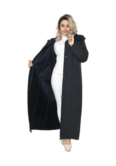 Kadın Kapitone Mont (142 Cm) Lacivert Büyük Beden Çok Renkli
