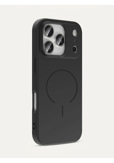 Apple iPhone Uyumlu 17 Pro Max Magsafe Özellikli İçi Kadife Yumuşak Aqua Silikon Kılıf Siyah