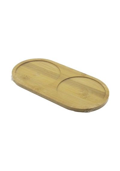 2 Bölmeli Oval Ahşap Bambu Yağdanık Altlık 12x24x0.8cm 5263 Çok Renkli Diğer
