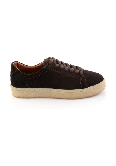 Bambi Kahve Hakiki Deri Erkek Sneaker E01396009902