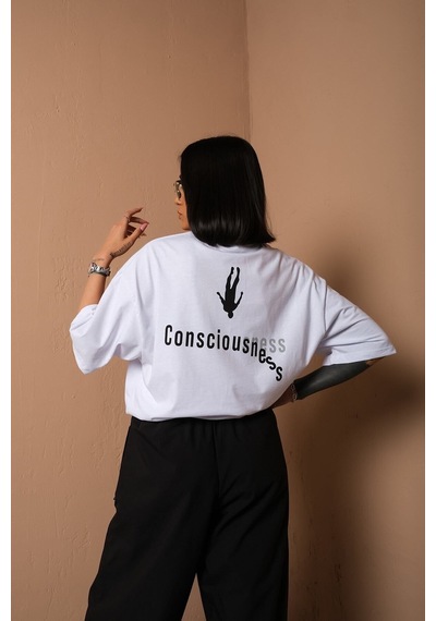 Technomonkey Unisex Beyaz Oversize Consciousness Bilinç Baskılı Techno T-shirt Technomonkey Unisex Beyaz Oversize Consciousness Bilinç Baskılı Techno T-shirt