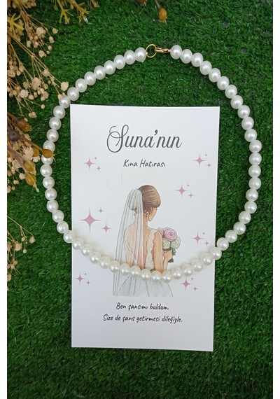 15 Adet İnci Kolye - 45 Cm - Kına Hediyesi - Nikah Hediye - Beyaz