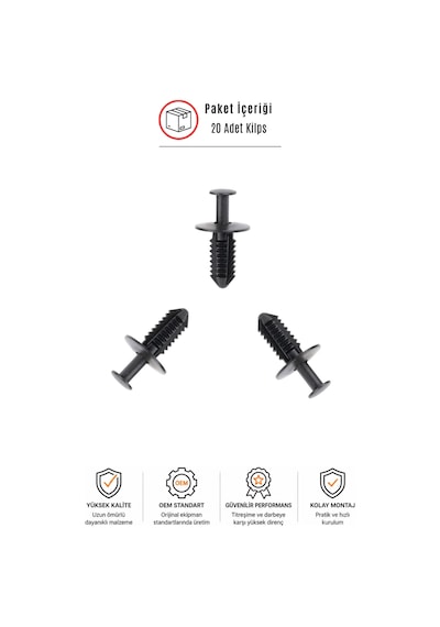 Mercedes E Serisi W124 W204 W126 / Bmw E46 E36 E39 E38 F10 Uyumlu Tampon Klipsi 20 Adet