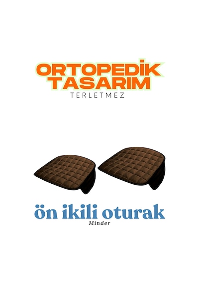 Taba Kadife Yüzeyli Ön İkili Araba Oturak Minderi Kaymaz, Evrensel Uyumlu Konforlu Tasarım