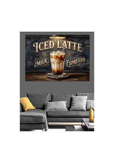Iced Latte Soğuk Kahve Keyfi Yağlı Boya Dokulu Kanvas Tablo Canvas Tablosu