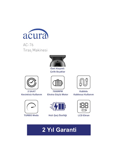 Acura Ac-76 Lazer Epilasyon Öncesi Tüm Vücut Tıraş Makinesi