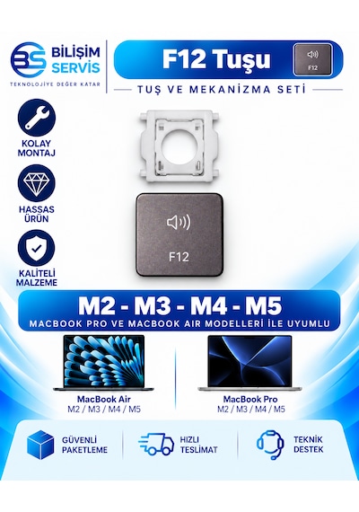 Apple Uyumlu Macbook Air & Pro M2 - M3 - M4 - M5 Yedek Klavye Tuşu Ve Mekanizması / F12 Tuşu