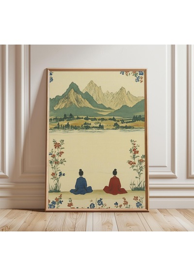 Japon Nehri Manzarası Posteri, Vintage Asya Duvar Sanatı, Zen Doğa Baskısı