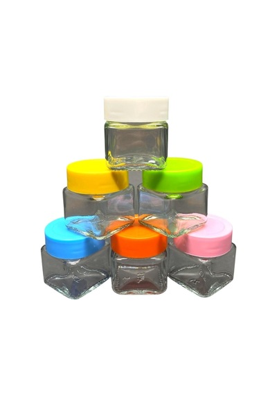 Cam Kare Kavanoz Renkli Kapaklı 40 Ml 120 Adet Diğer