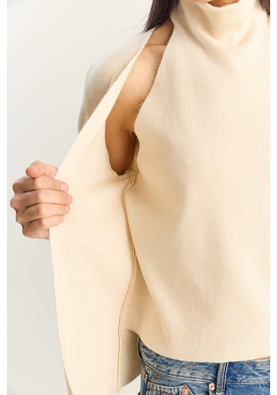 Shade Kadın Halter Yaka İçten Bluz Detaylı Hırka Th251006 60283834 - Krem