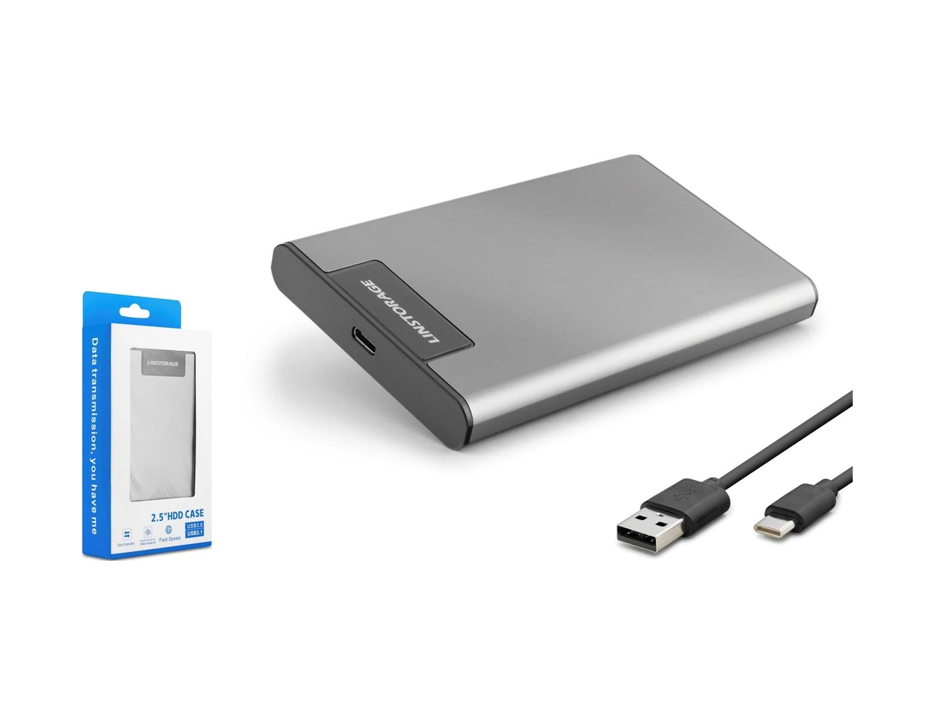 Hadron Hdx1782 Sata3 2.5" Rtl9201r Çip Type-c 3.1 Kablolu Alüminyum Kasa Hdd/ssd Kutusu - Gümüş