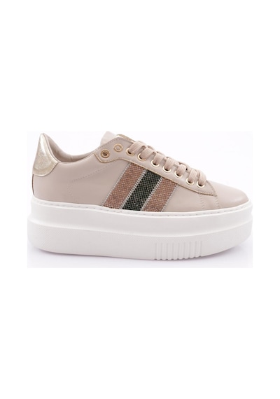 Dgn Es865 Kadin Kalin Silver Taşli Sneakers Ayakkabi ES865-2007-R0152 Bej