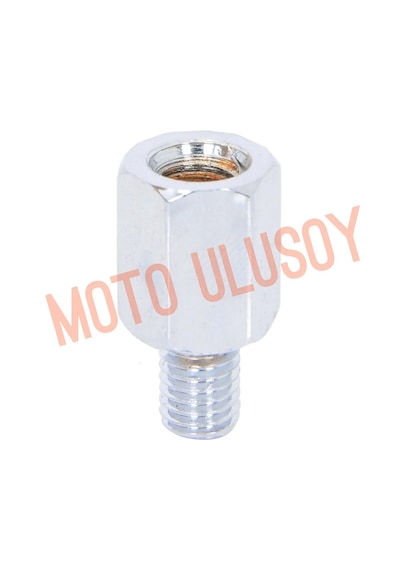 Ayna Uzatma Yükseltme Aparatı Çevirici Adaptör Üst +8mm Düz Diş - Alt -8mm Ters Diş 1 Adet Krom 1adet